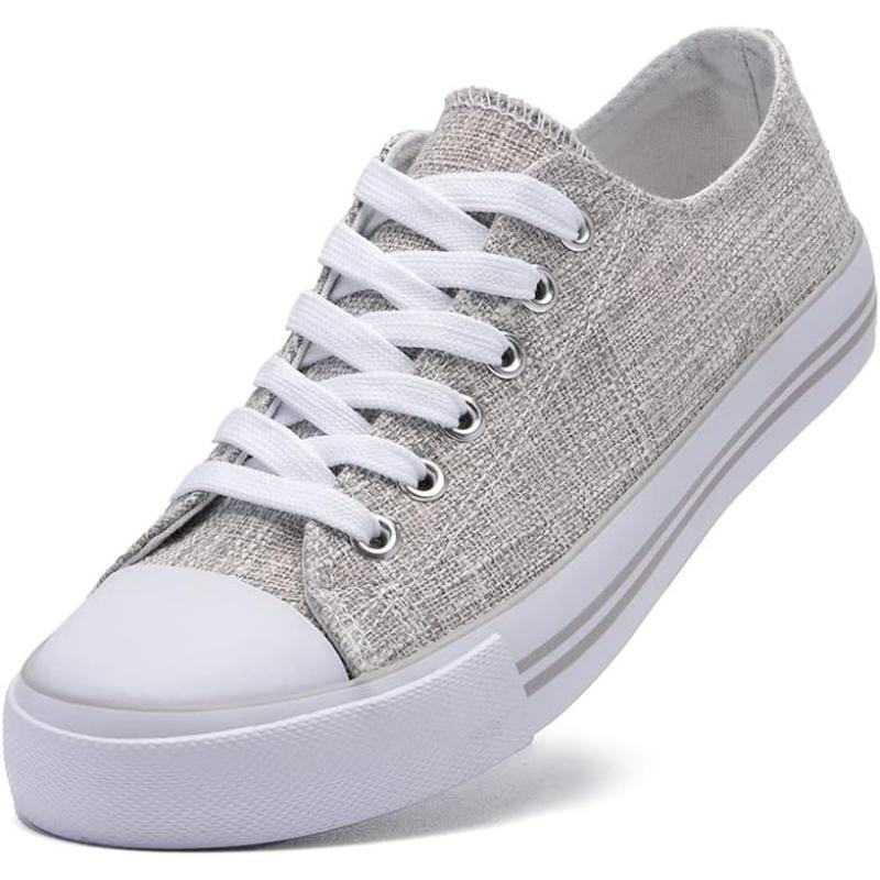 Streamlined Mono Canvas Sneakers with Lace Up Detail For Women