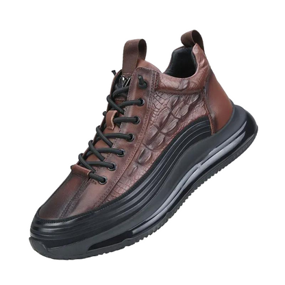 Embossed Texture Lace Up Sneakers For Men