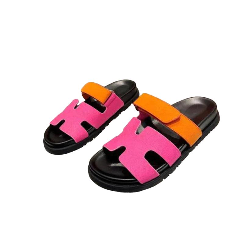 Modern Two Tone Velcro Slides For Women