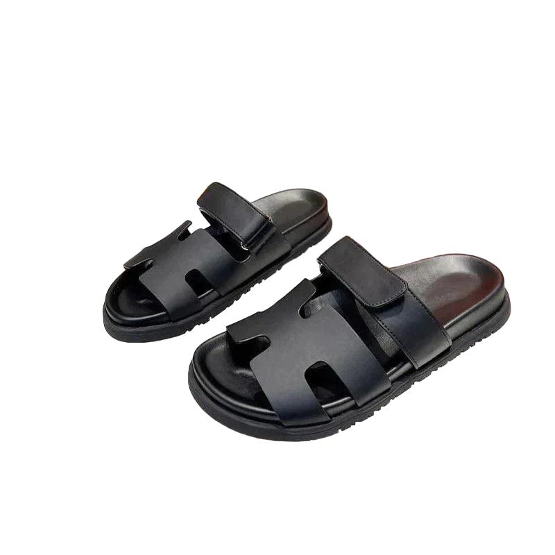 Modern Two Tone Velcro Slides For Women