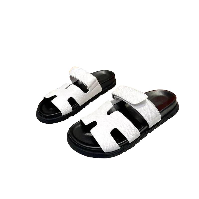 Modern Two Tone Velcro Slides For Women